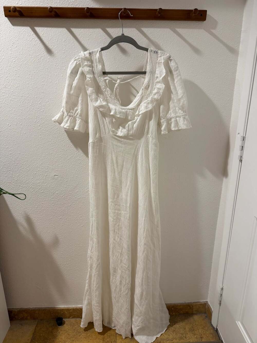 Free People Midi Maxi Dress Size XL White Ruffle Cottagecore